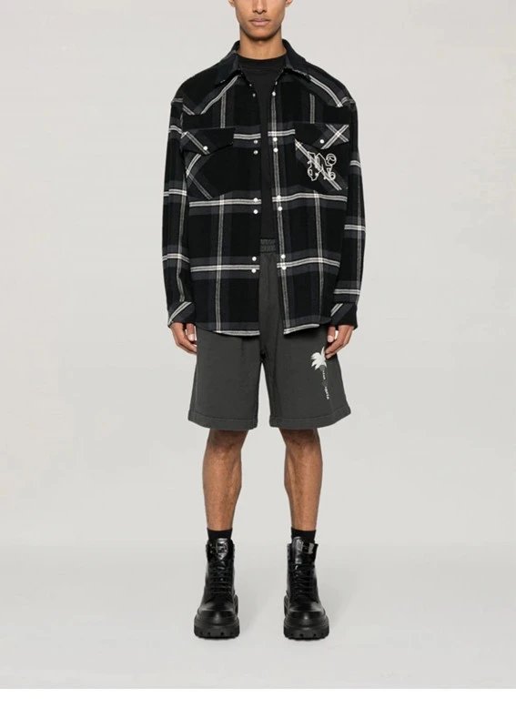 Streetwear Palm Tree Print Casual Shorts Unisex Black - Gallery Image 7 - Detailed View