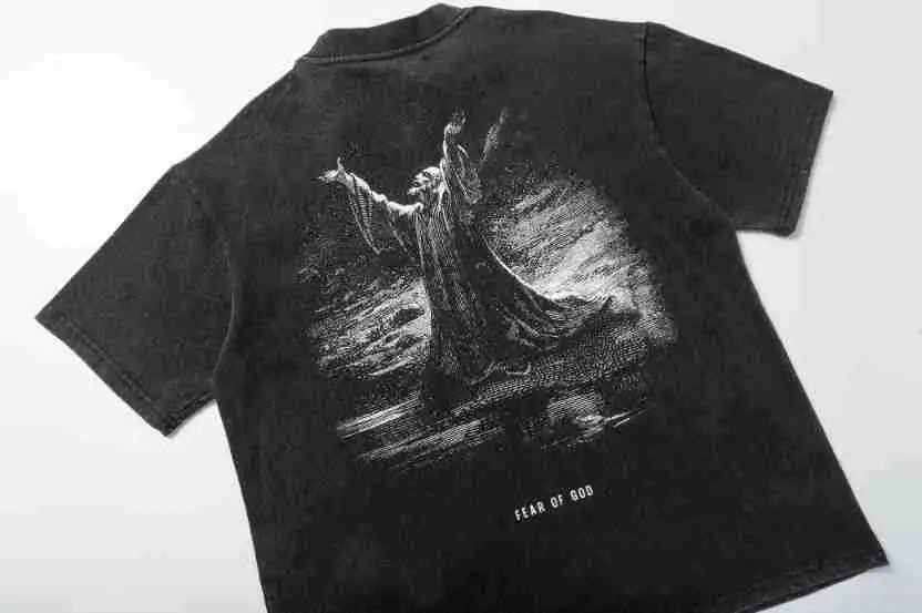 Vintage Graphic Washed Cotton Streetwear Tee Charcoal - Gallery Image 7 - Detailed View