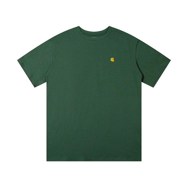 Men's Cotton Casual Tee Classic Embroidered Logo Forest - Carhartt - Cnfans - $18.06