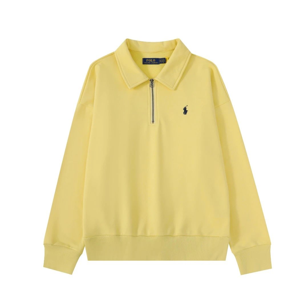 Unisex Cotton Half Zip Pullover Sweatshirt Daffodil - Ralph Lauren - Cnfans - $44.19