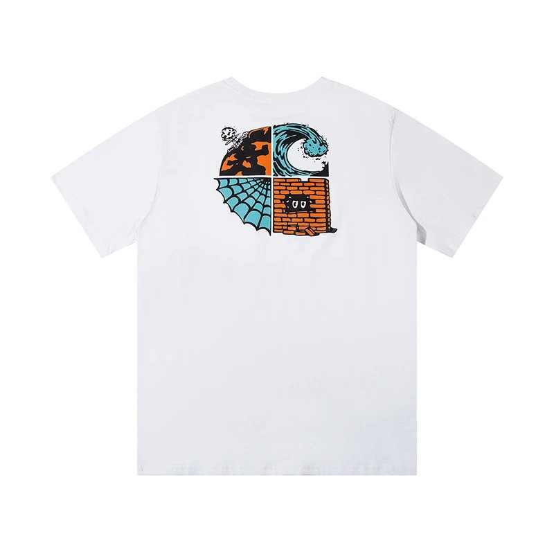 Classic Embroidered Cotton Tee Unisex Snow White - Carhartt - Cnfans - $19.03