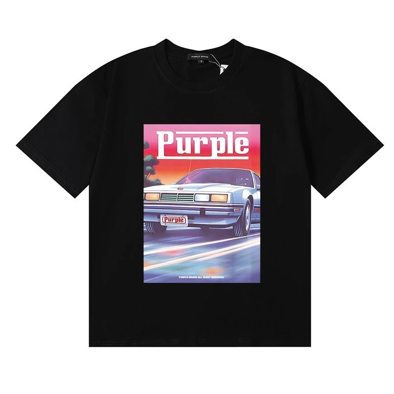 Street Cotton Graphic T-Shirt Unisex Onyx - Purple Brand - Cnfans - $20.65