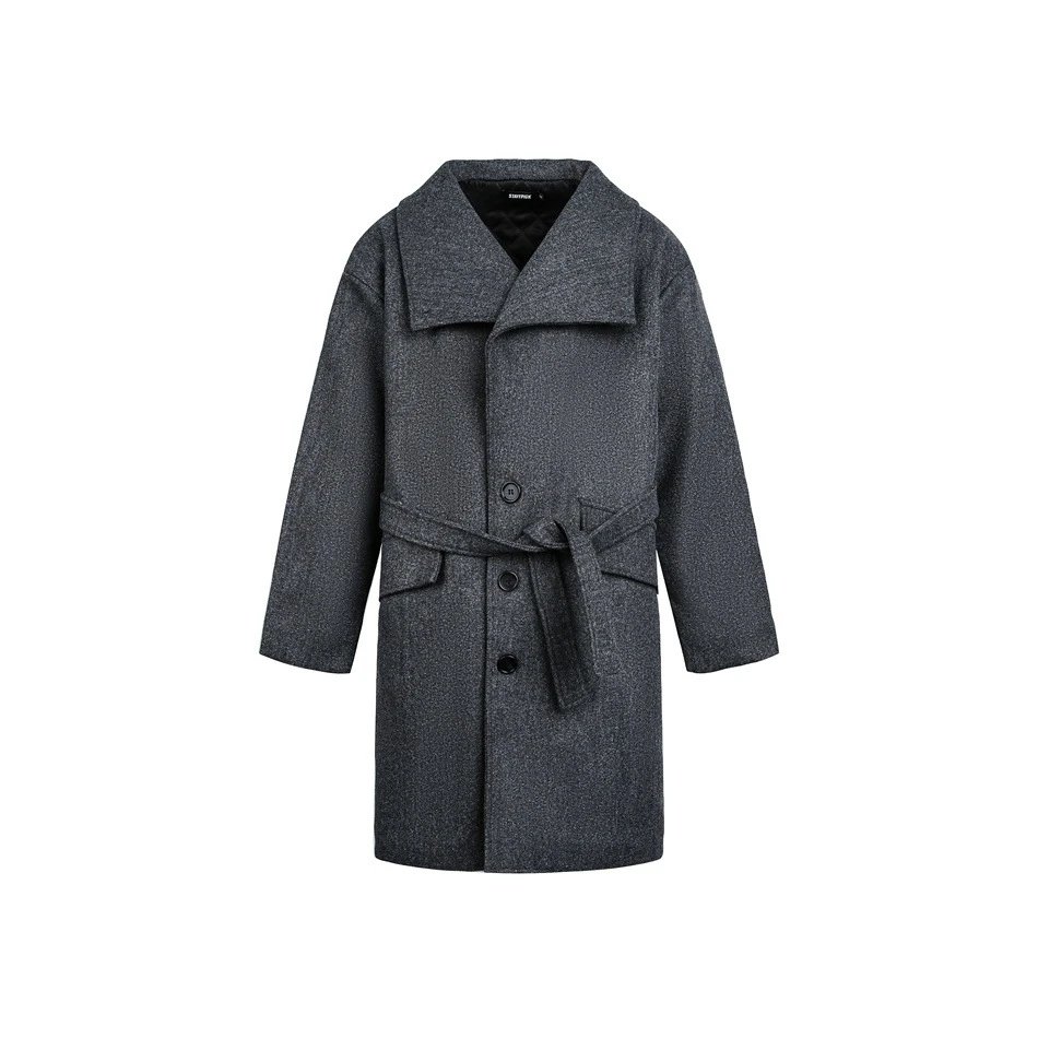 Unisex Oversized Wool Blend Winter Coat, Charcoal Grey - High Quality Product Image - Cnfans