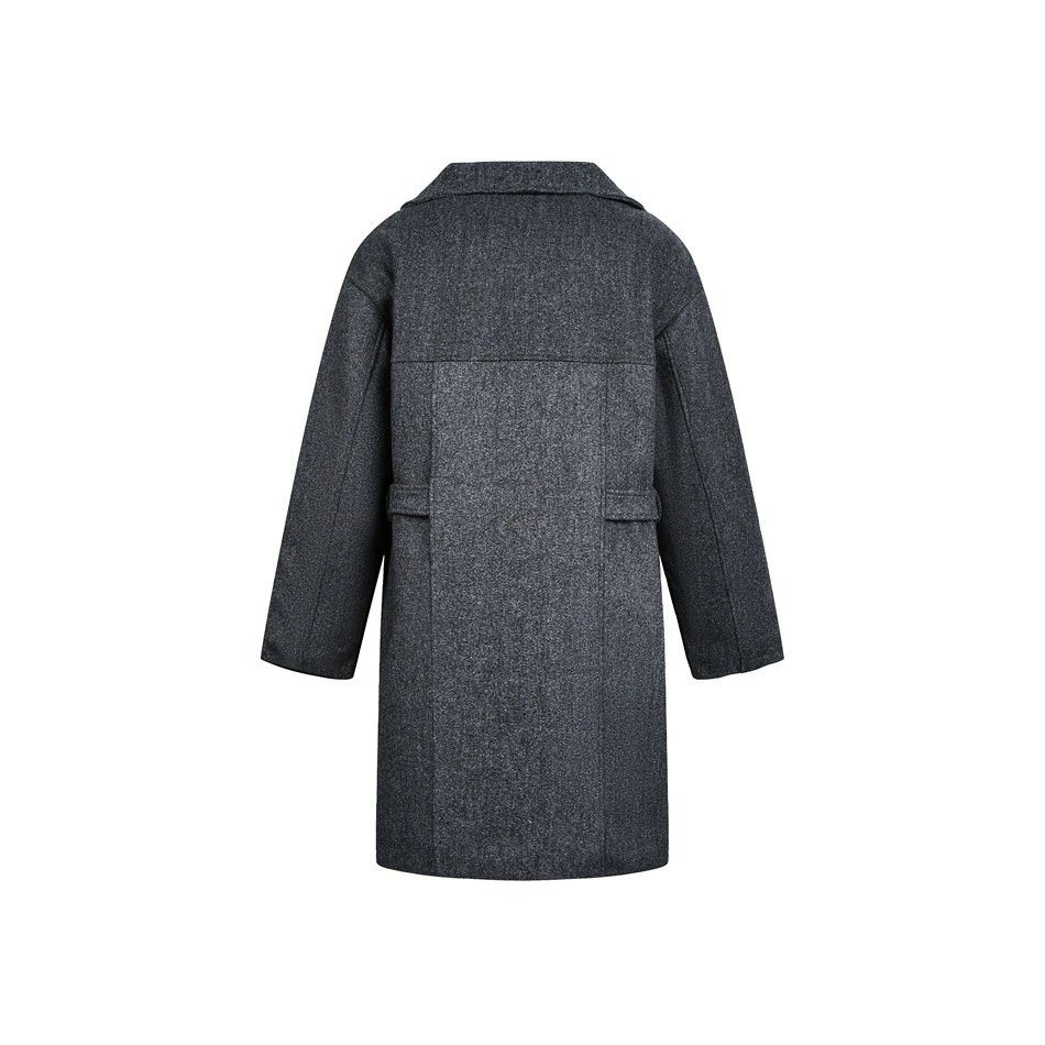 Unisex Oversized Wool Blend Winter Coat, Charcoal Grey - Gallery Image 11 - Detailed View