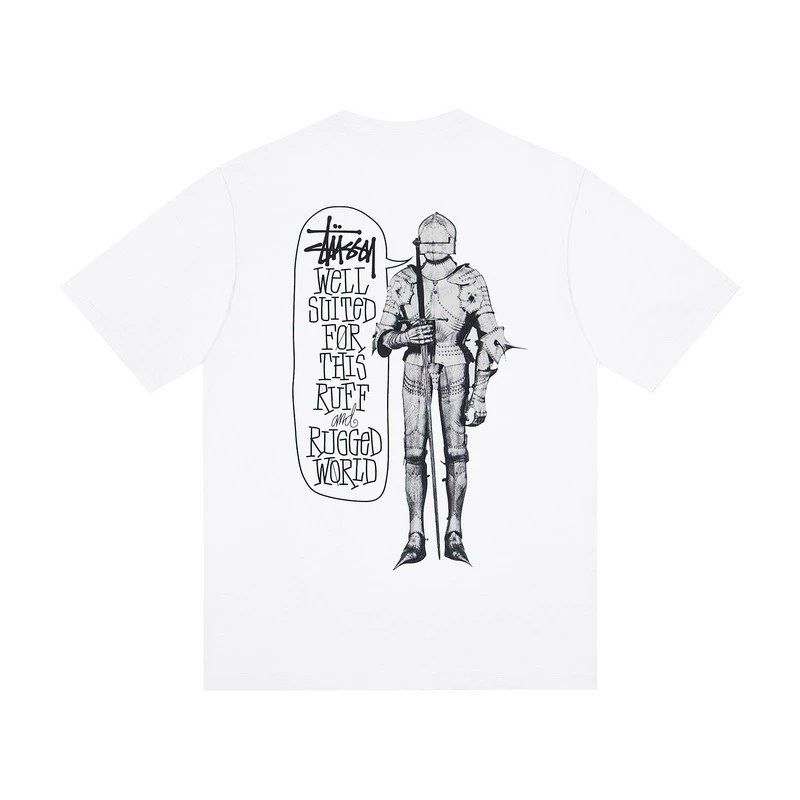 Casual Print Tee Unisex Cotton T-Shirt Snow White - Stussy - Cnfans - $19.35