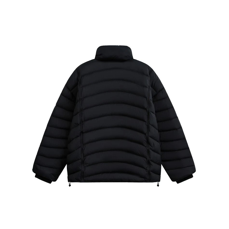 Men's Winter Warm Stand Collar Puffer Jacket, Duck Down, Snow White - Gallery Image 3 - Detailed View