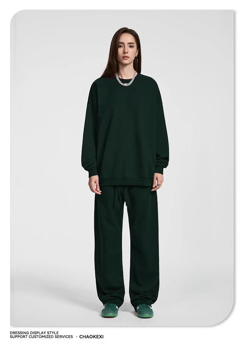 Casual Cotton Terry Pullover Sweatshirt Unisex - Pine - Gallery Image 2 - Detailed View