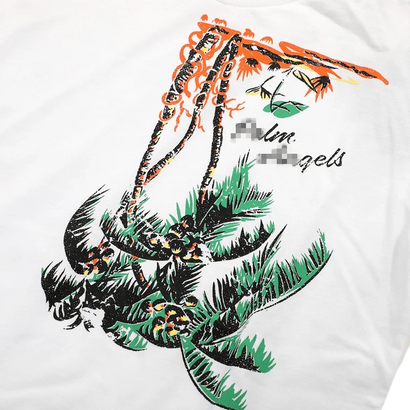 Streetwear Cotton Palm Tree Graphic Tee Ivory White - Gallery Image 5 - Detailed View