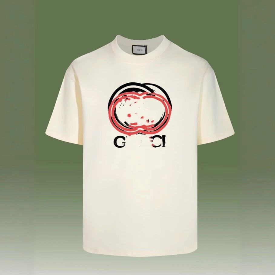 Casual Graphic Cotton Tee Unisex Cream - Gallery Image 3 - Detailed View