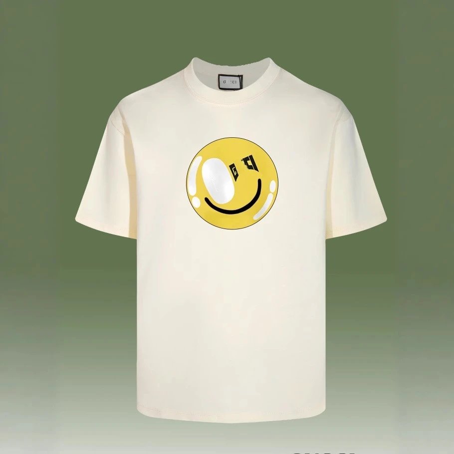 Casual Graphic Cotton Tee Unisex Cream - Gallery Image 4 - Detailed View