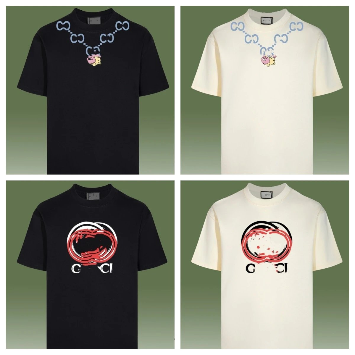 Casual Graphic Cotton Tee Unisex Cream - Gallery Image 9 - Detailed View