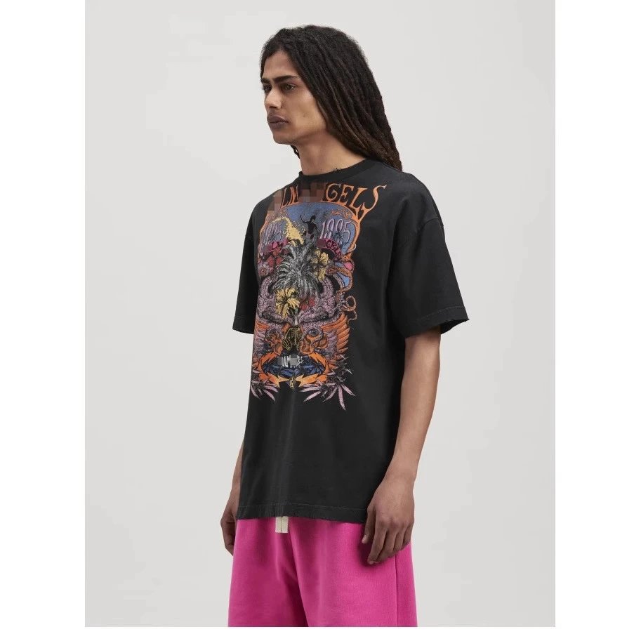 Graphic Skull Bear Streetwear Tee Noir - Gallery Image 10 - Detailed View