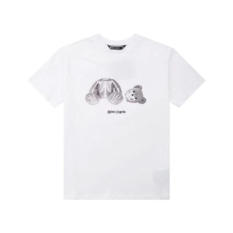 Street Style Bear Graphic Tee Ivory White - Palm Angels - Cnfans - $20.32