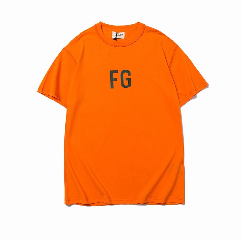 Streetwear Reflective Letter Tee Sunset Orange - Gallery Image 5 - Detailed View