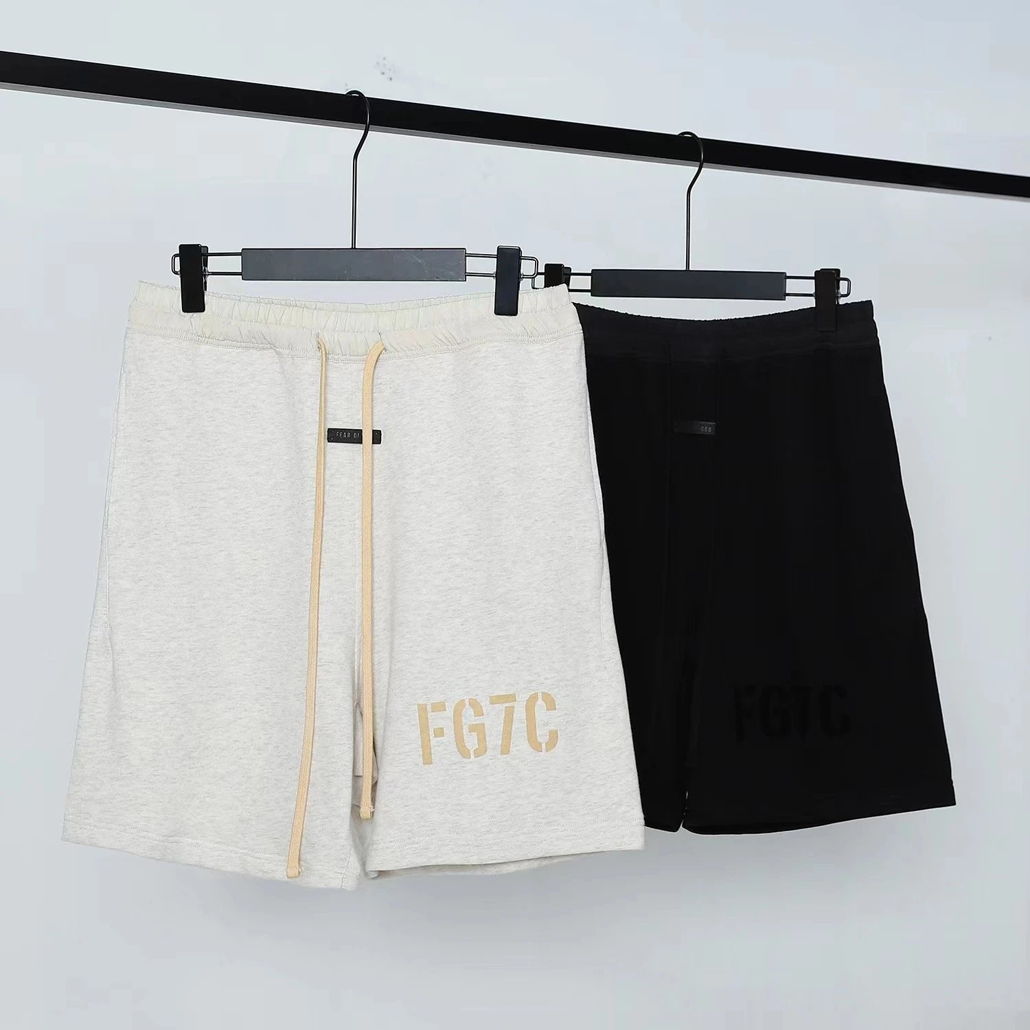 High Street Cotton Drawstring Shorts Ebony Black - Gallery Image 1 - Detailed View