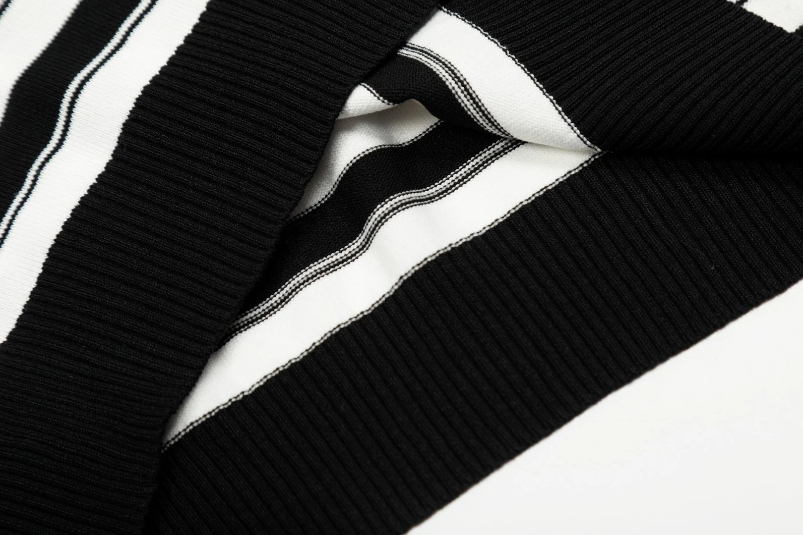 Striped Knit V-Neck Polo Shirt Summer Casual Bottle Green - Gallery Image 10 - Detailed View