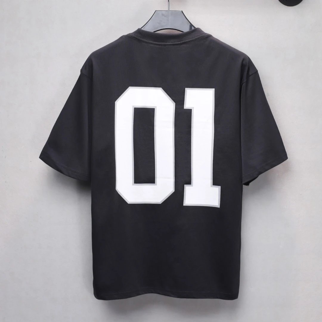 Unisex Oversized 01 Graphic Jersey Tee Anthracite - Gallery Image 2 - Detailed View