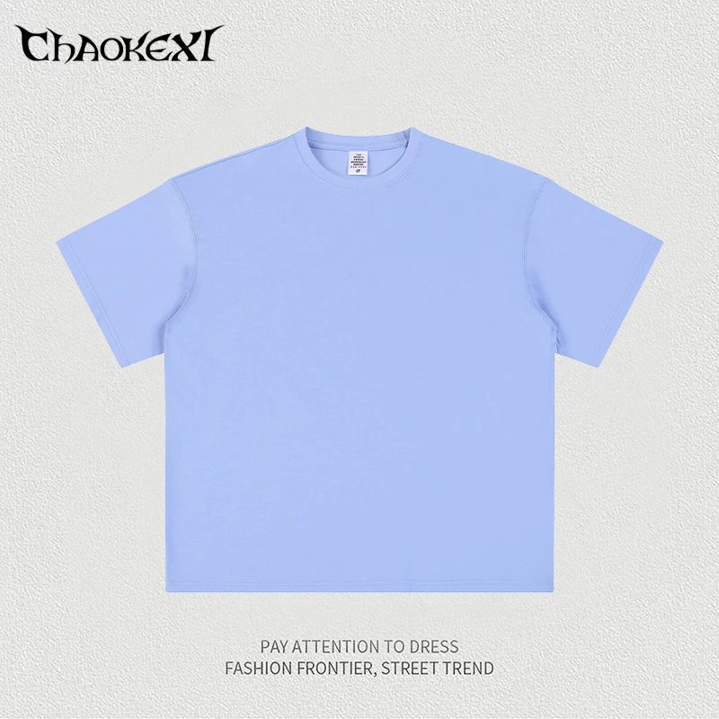 Street Style Cotton Men's Short Sleeve Tee - Sky Blue - CHAOKEXI - Cnfans - $17.58