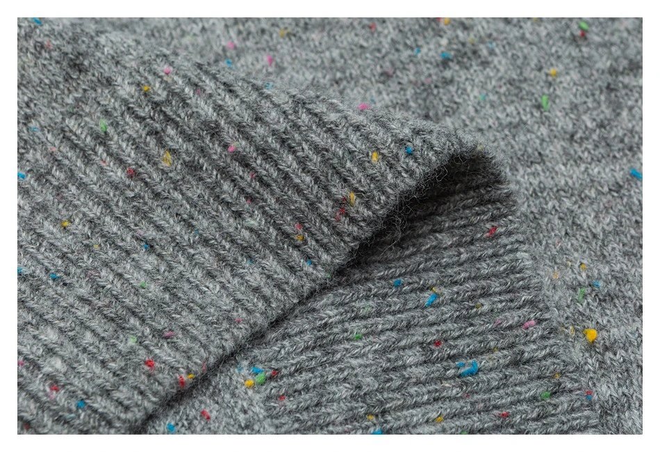 Men's Casual Henley Flecked Knit Sweater Fall Winter Ecru - Gallery Image 11 - Detailed View