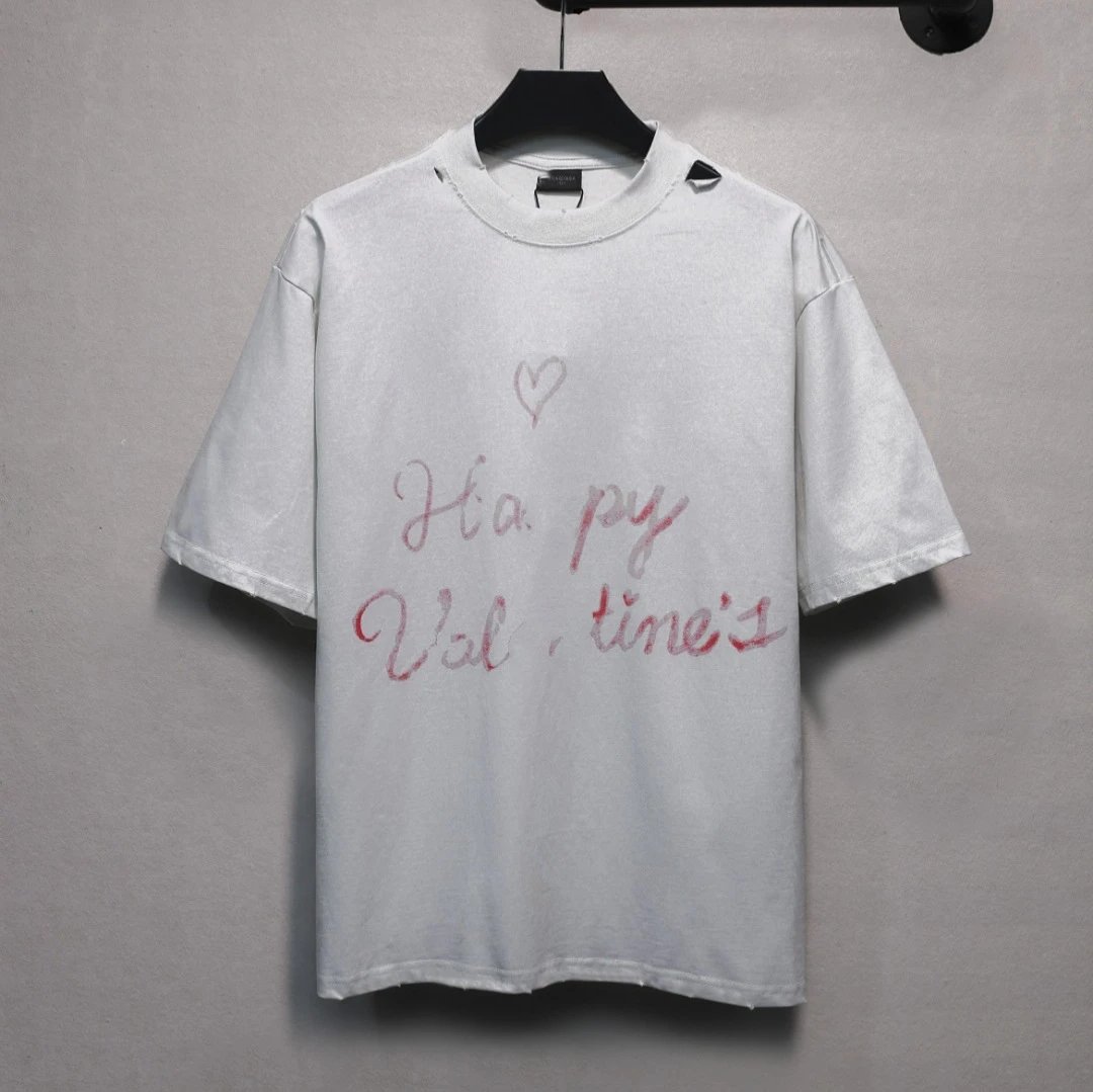 Distressed Cotton Valentine's Tee, Faded Coal - Gallery Image 1 - Detailed View