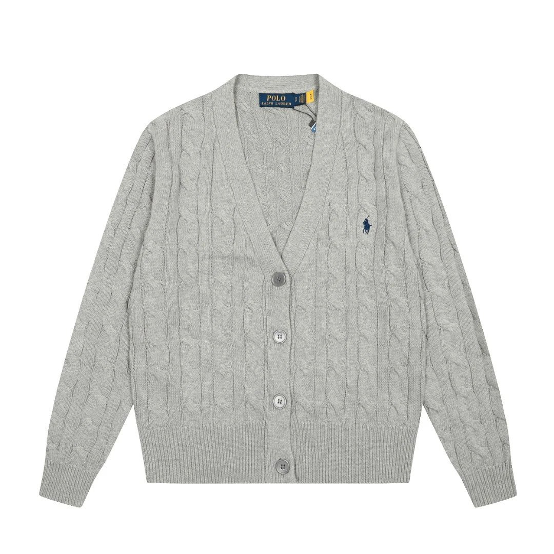 Cable-knit Cotton Cardigan Relaxed Fit style Gray - Ralph Lauren - Cnfans - $44.19