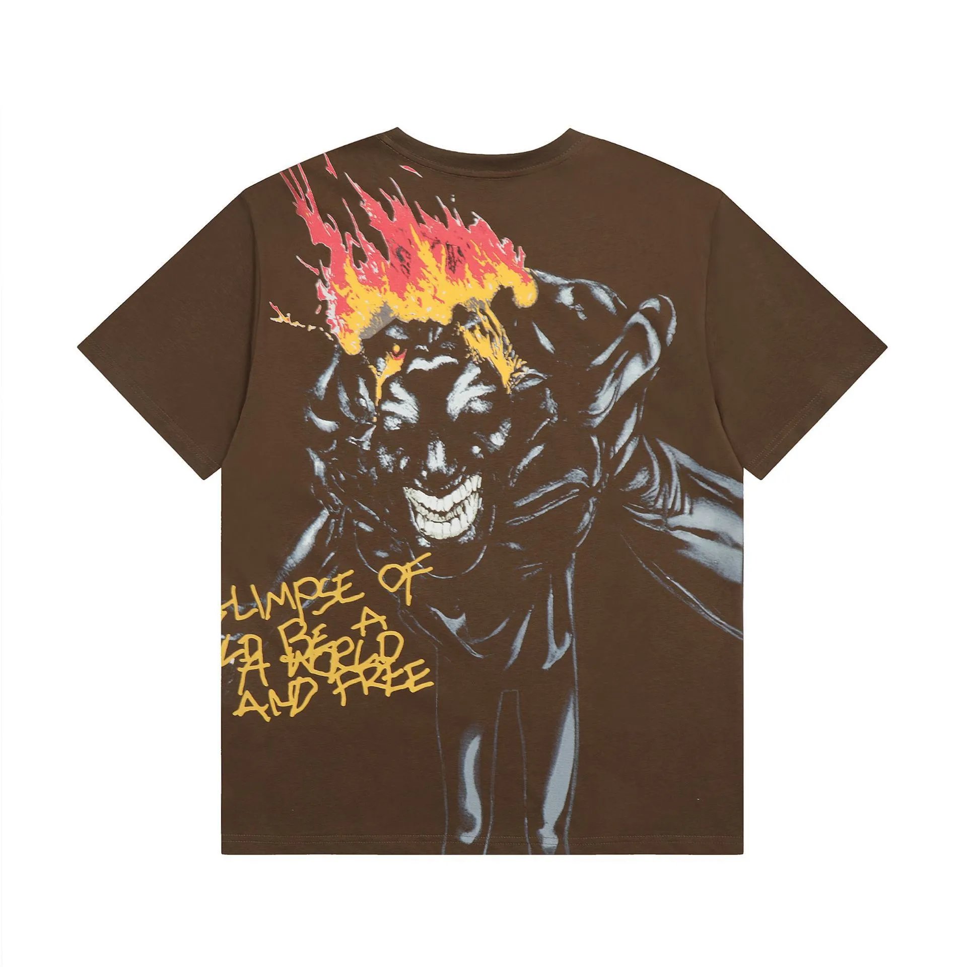 Utopia Flame Demon Streetwear Tee Coffee Brown - Gallery Image 3 - Detailed View