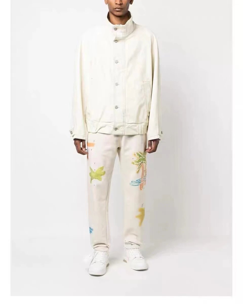 Street Cotton Sweatpants Unisex Joggers Ecru - Gallery Image 4 - Detailed View