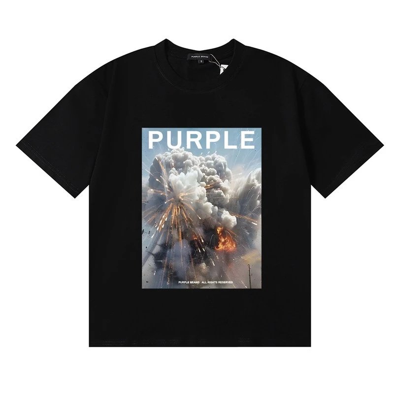Street Graphic Cotton Tee Unisex Short Sleeve Onyx - Purple Brand - Cnfans - $20.65