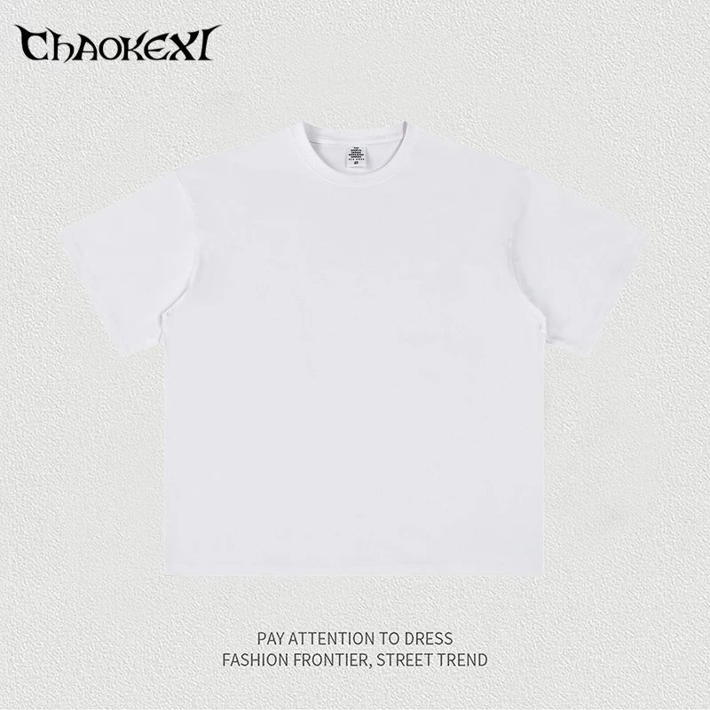 Men's Loose Fit Summer Cotton Tee Shirt Ecru - CHAOKEXI - Cnfans - $17.58