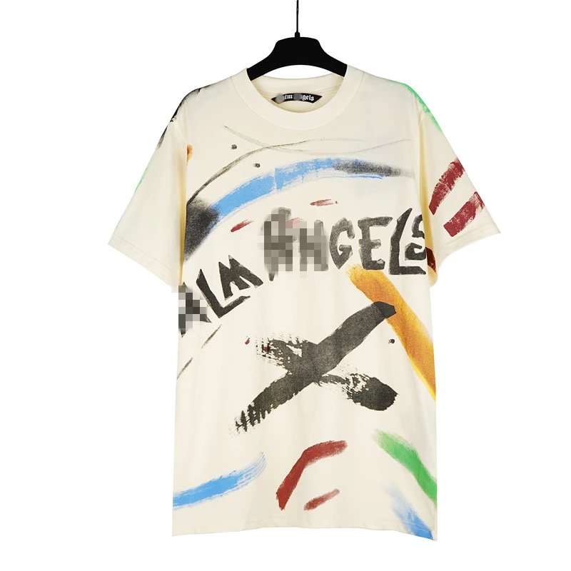 Graffiti Letter Print Streetwear T-Shirt Ivory - Gallery Image 2 - Detailed View
