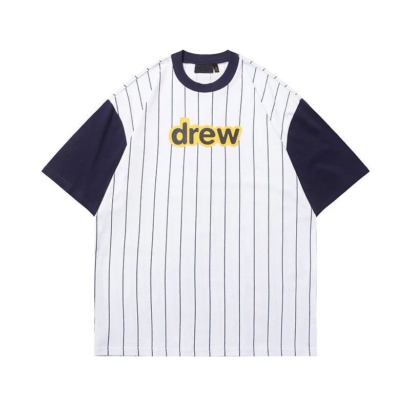 Streetwear Stripe Cotton Logo Tee Navy White - Gallery Image 2 - Detailed View