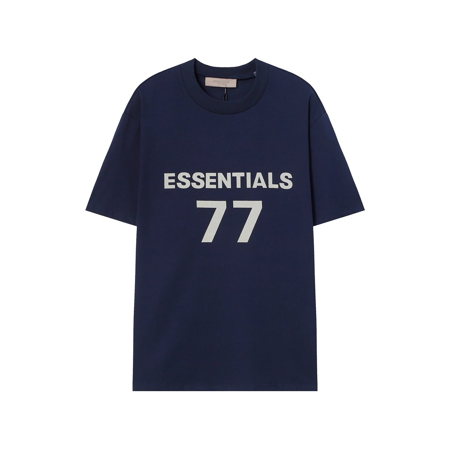 Streetwear Cotton Number 77 Tee Navy - Essentials - Cnfans - $20.32