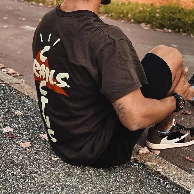 Streetwear Foam Print Tee Unisex Ivory Brown - Gallery Image 9 - Detailed View