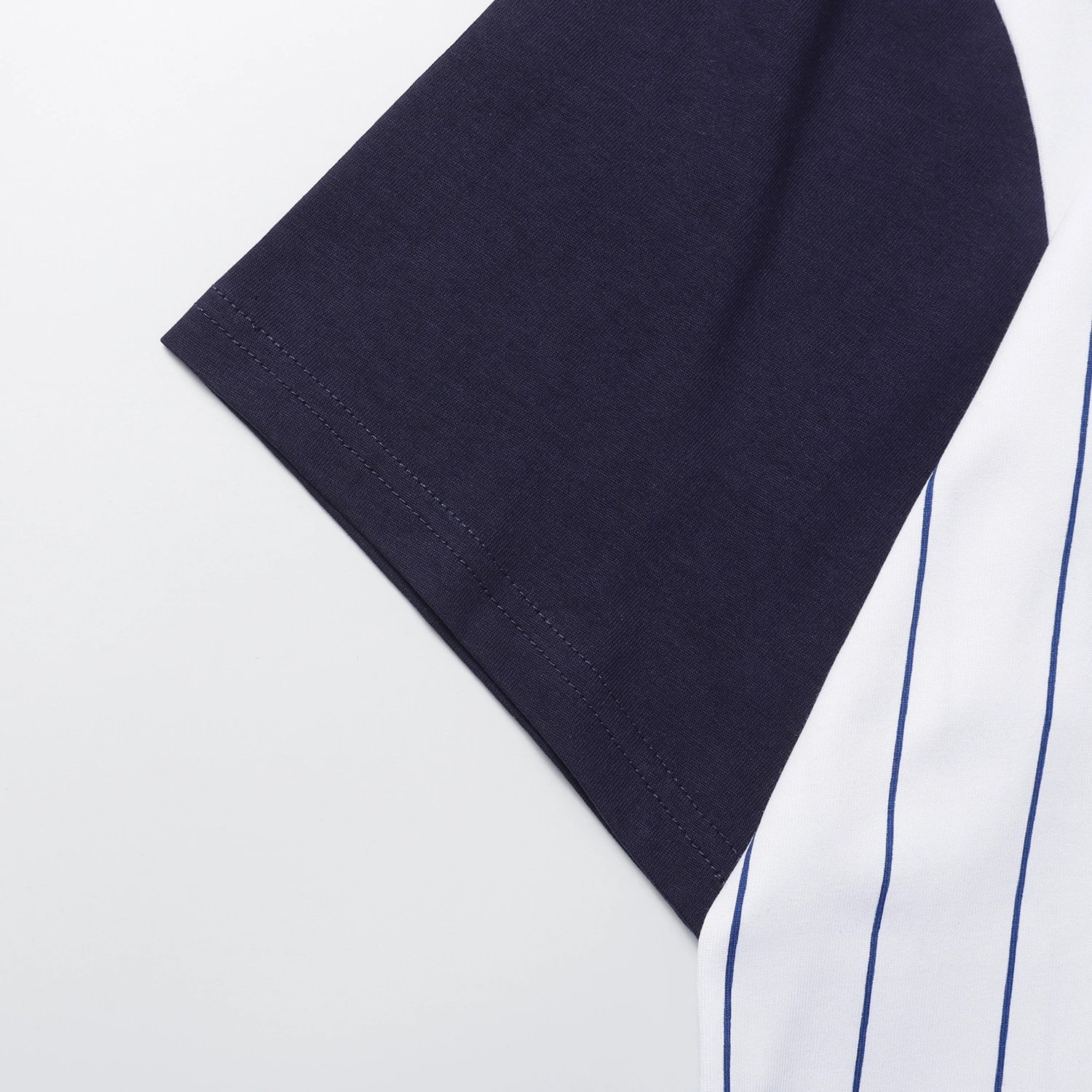 Streetwear Stripe Cotton Logo Tee Navy White - Gallery Image 7 - Detailed View