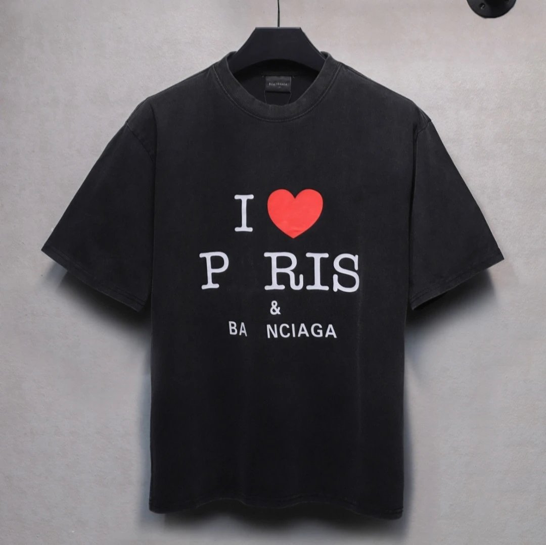 Paris Graphic Cotton Tee Unisex Faded Black - Gallery Image 1 - Detailed View