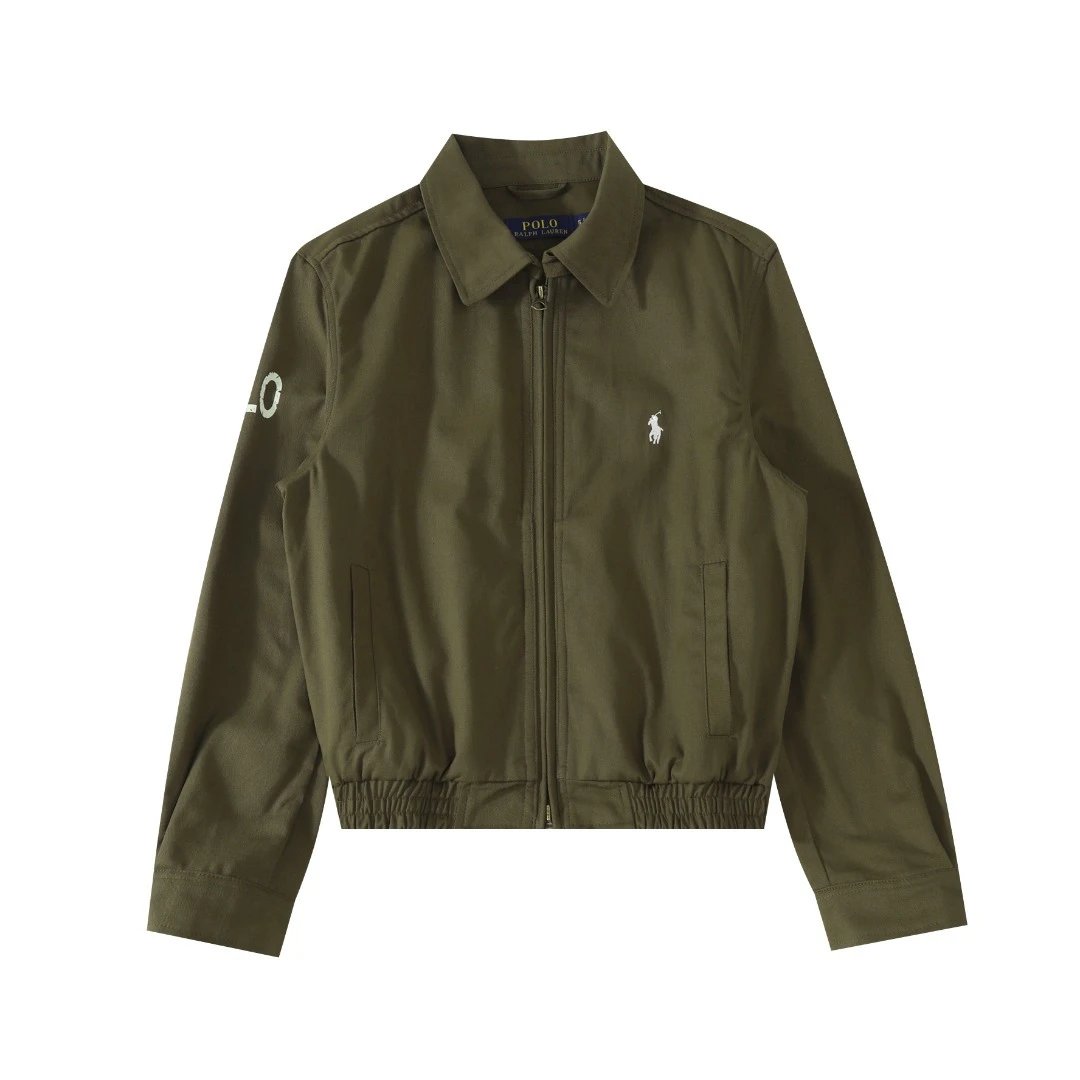 Women's Twill Jacket Classic Collar Outerwear - Olive - Ralph Lauren - Cnfans - $40.97
