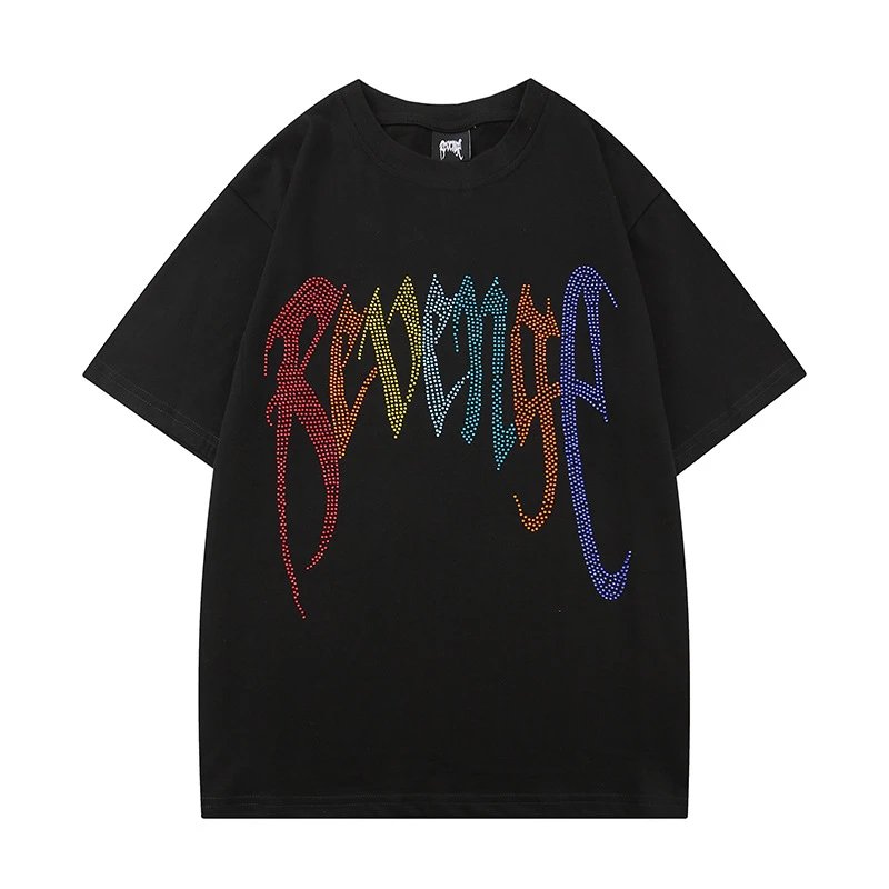 Rhinestone Oversize Tee Obsidian - Revenge - Cnfans - $24.84