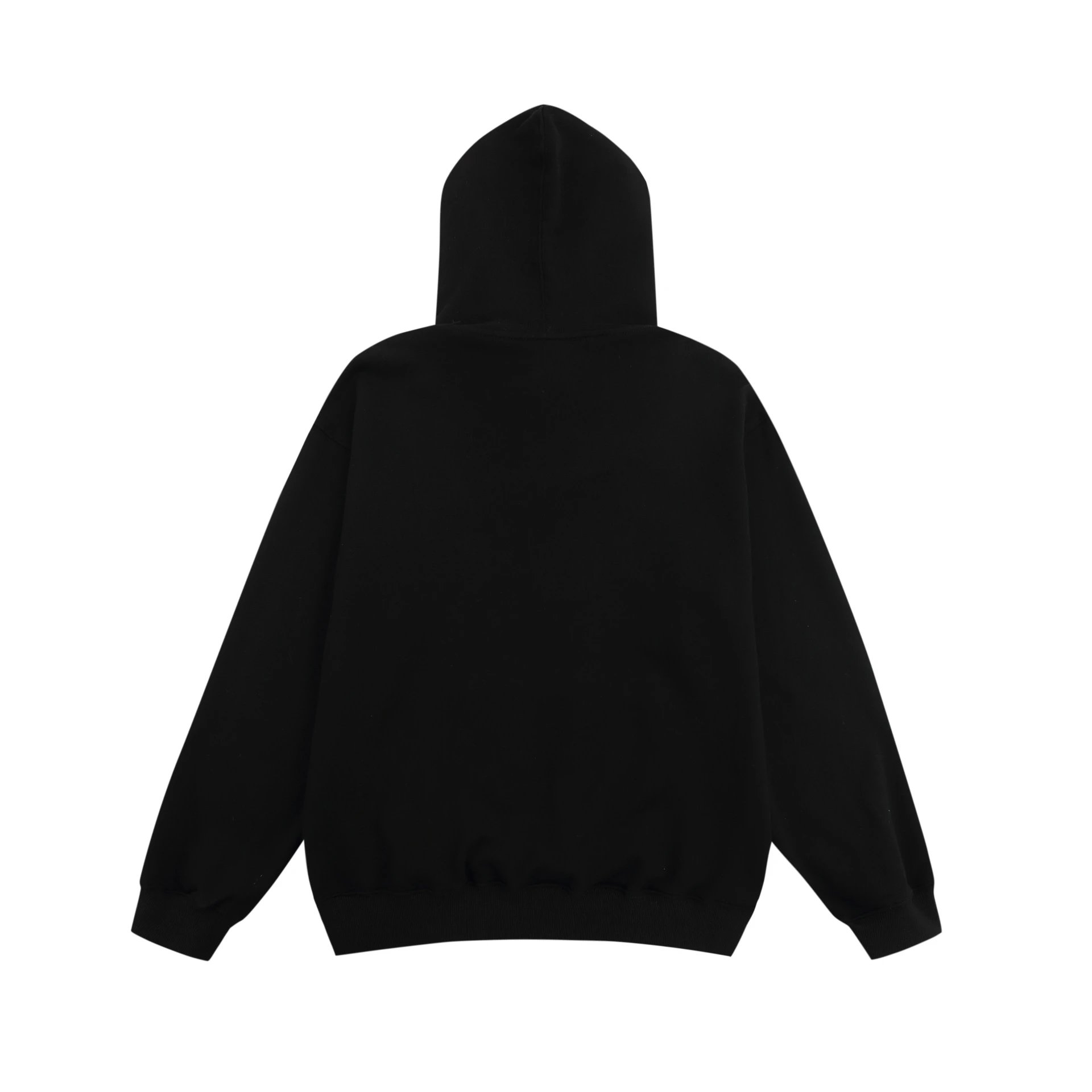 Star Print Cotton Pullover Hoodie, Jet Black - Gallery Image 3 - Detailed View