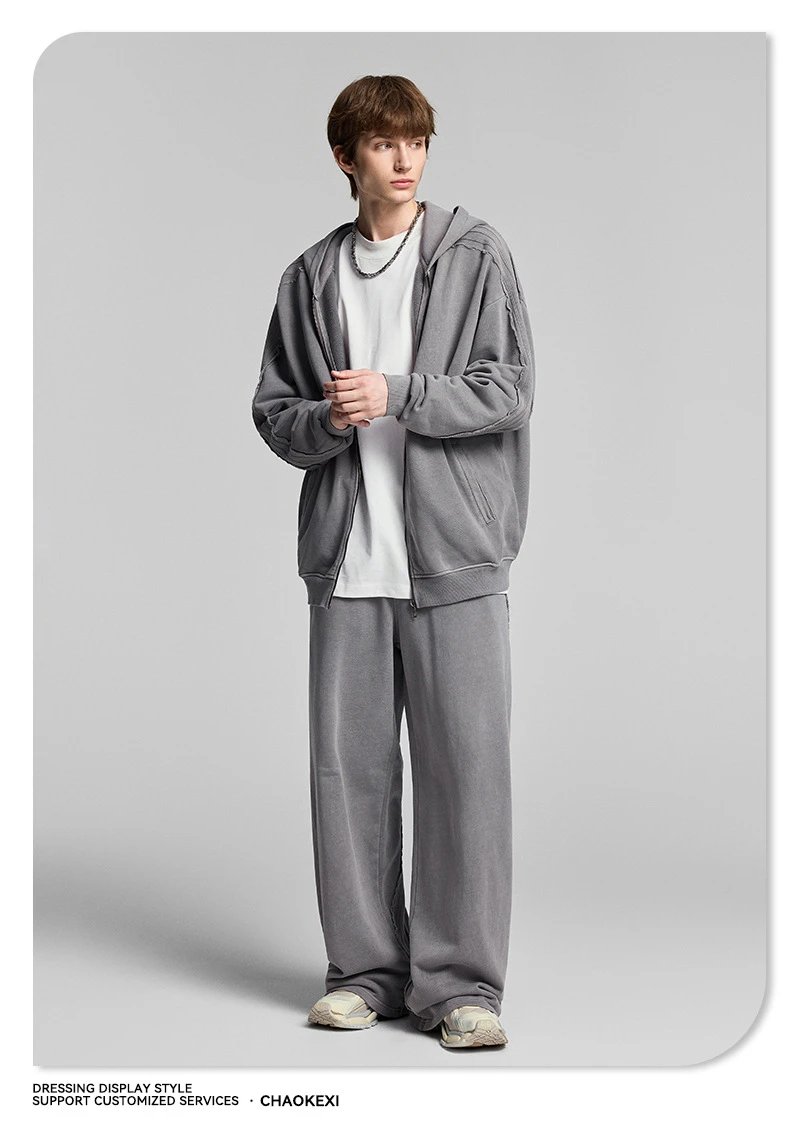 Oversized Heavyweight Fleece Zip Hoodie Unisex Autumn Onyx - Gallery Image 11 - Detailed View