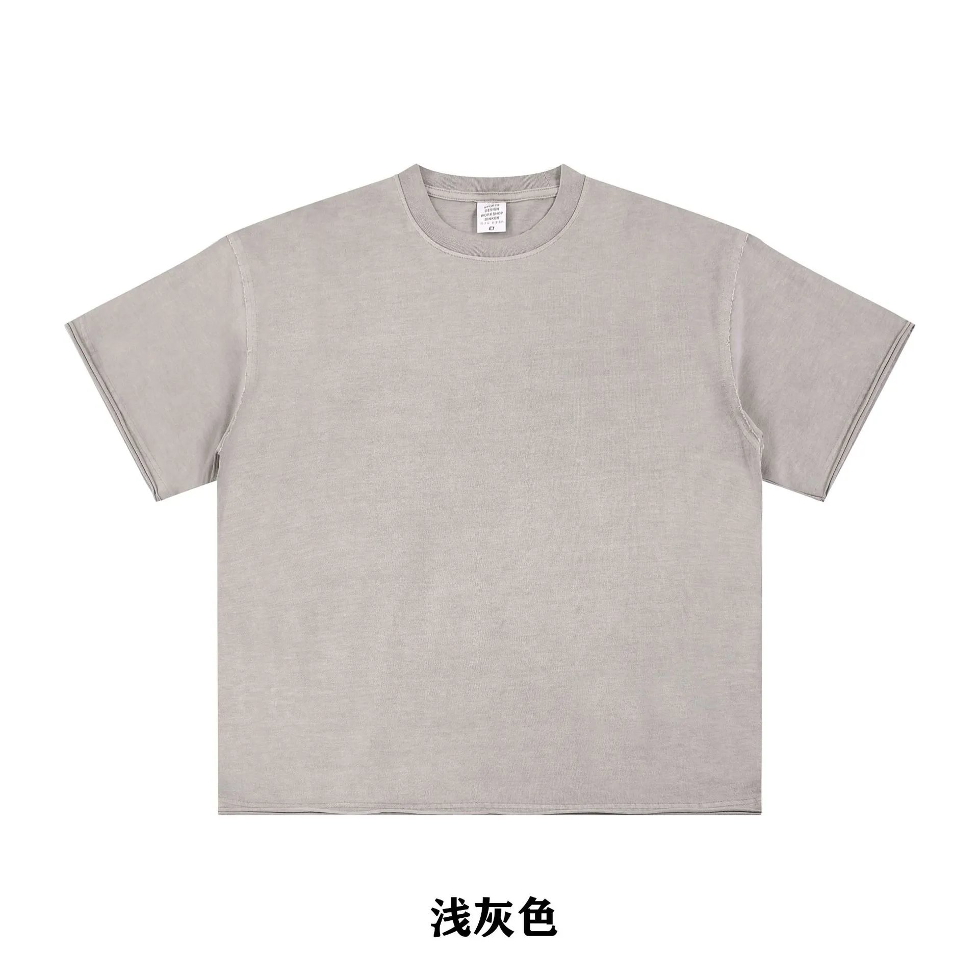 Vintage Cotton Men's T-Shirt Casual Washed Ash - CHAOKEXI - Cnfans - $19.68