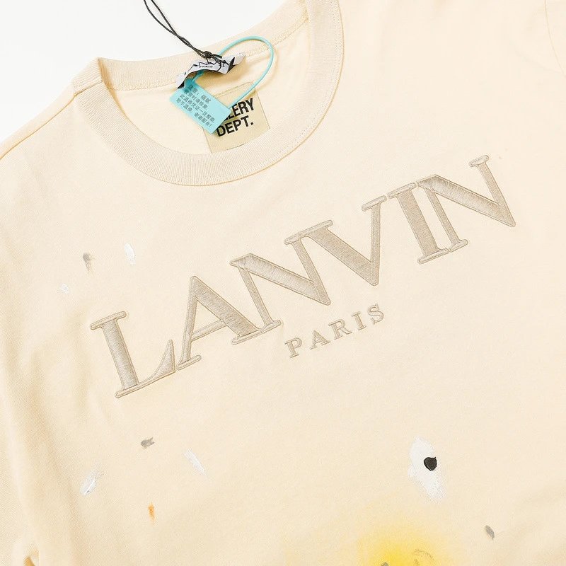Lanvin x Gallery Dept Paint Splatter Tee Beige - Gallery Image 4 - Detailed View