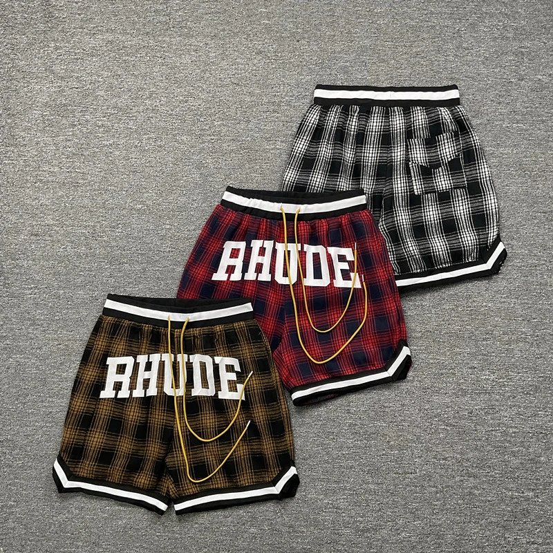 Rhude Plaid Mesh Shorts Multicolor - Gallery Image 8 - Detailed View