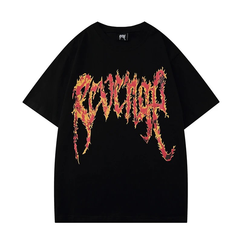 Street Style Flame Tee Ebony - Related Product - Cnfans