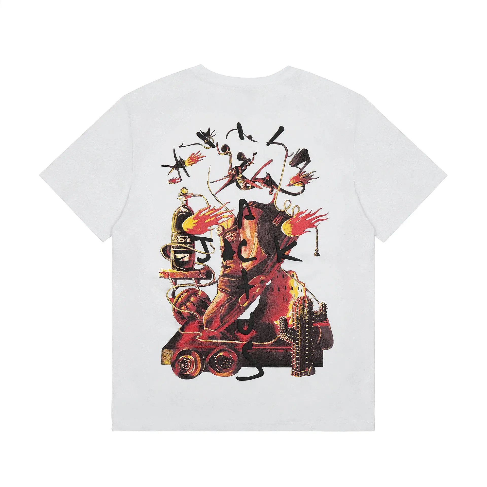 Unisex Graphic Geometric Print Cotton T-Shirt White - Travis Scott - Cnfans - $21.61