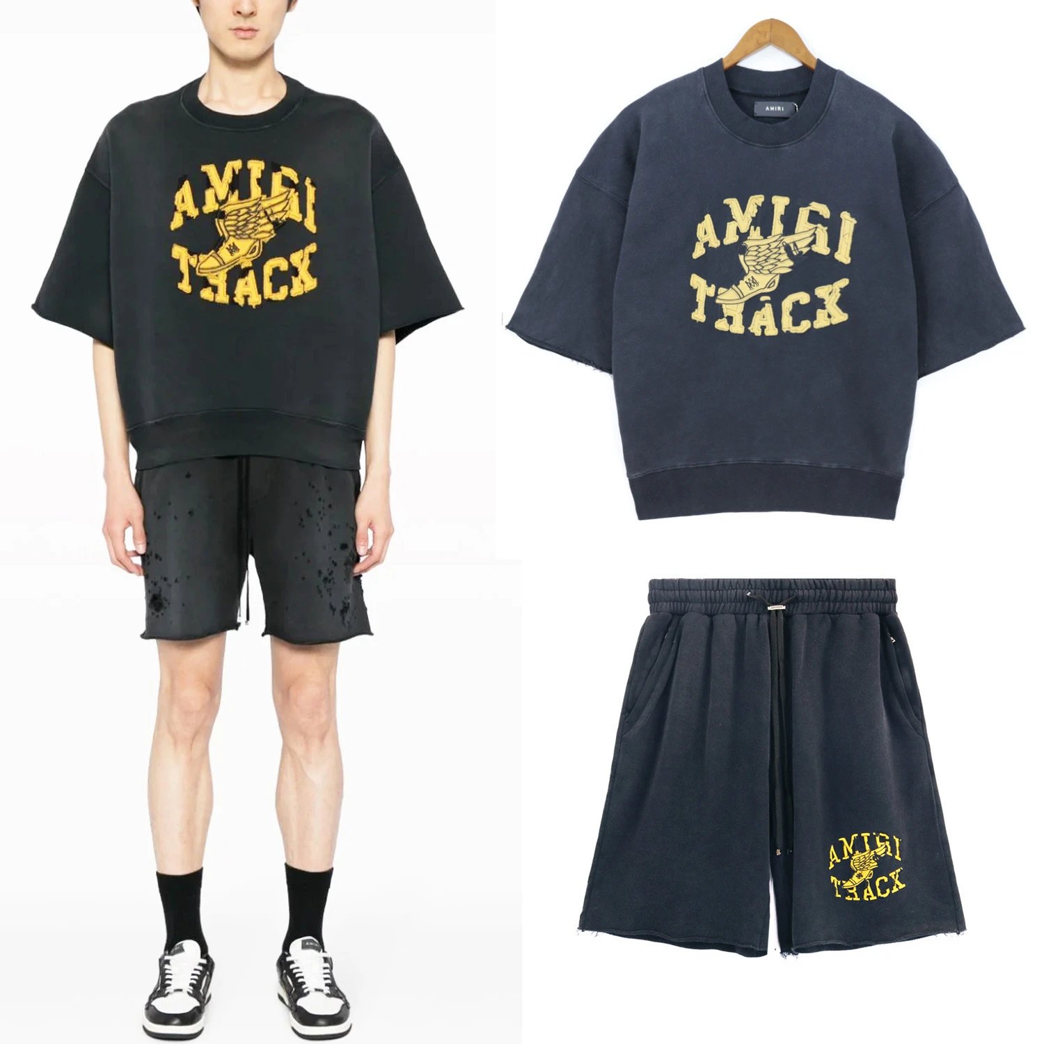 Amiri Track Embroidery Tee Multi - Gallery Image 5 - Detailed View