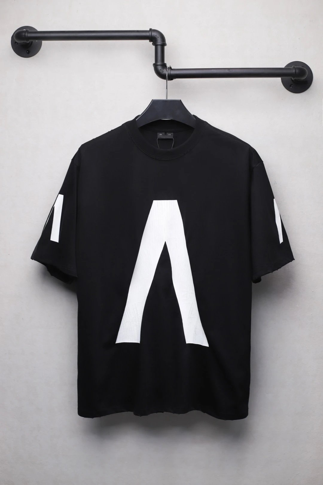 Unisex Oversized Distressed Graphic Tee, Jet Black - Balenciaga - Cnfans - $31.61
