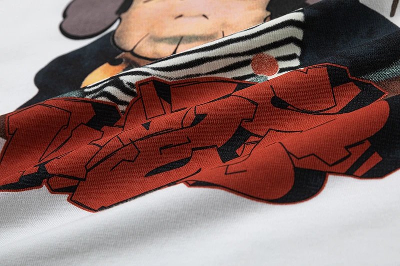 Streetwear Graphic Cotton Short Sleeve T-Shirt White - Gallery Image 8 - Detailed View