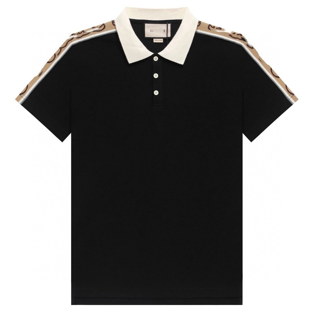 Men's Stripe Detail Polo Shirt Cotton Top Ecru - Gallery Image 1 - Detailed View