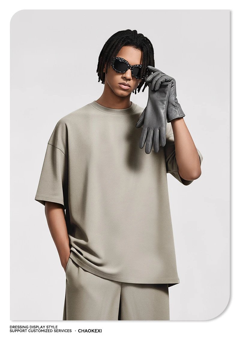 Cotton Loose Fit Men's Tee Basic Top Onyx - Gallery Image 12 - Detailed View