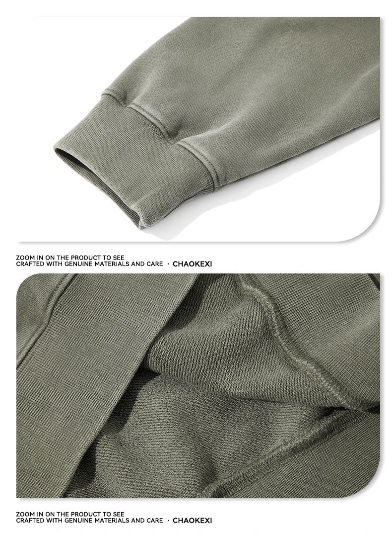 Retro Cotton Half Zip Pullover Sweatshirt Onyx - Gallery Image 8 - Detailed View